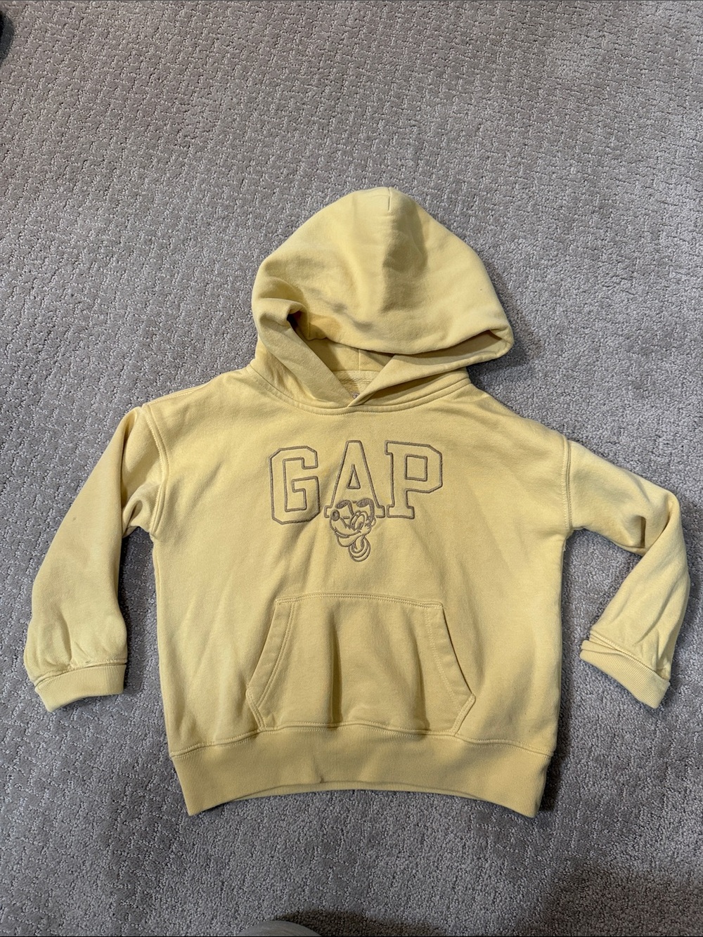 GAP Kids Pale Yellow Hooded Sweatshirt with Embroidered Logo